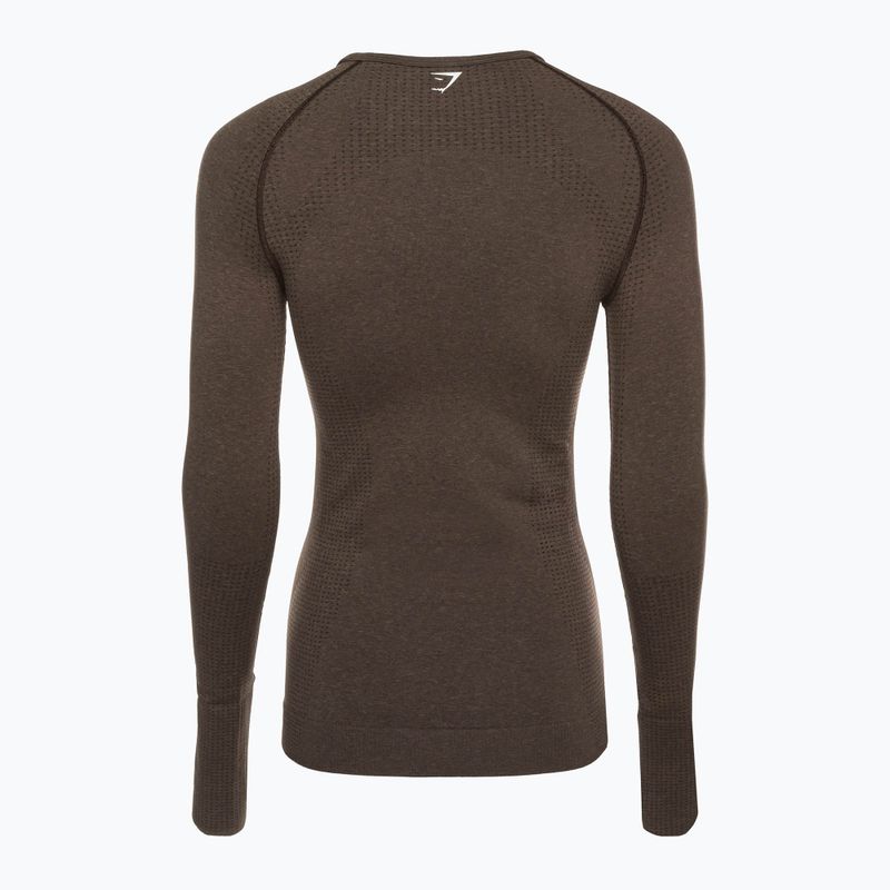 Dámsky tréningový top s dlhým rukávom Gymshark Vital Seamless Top brown/white 7