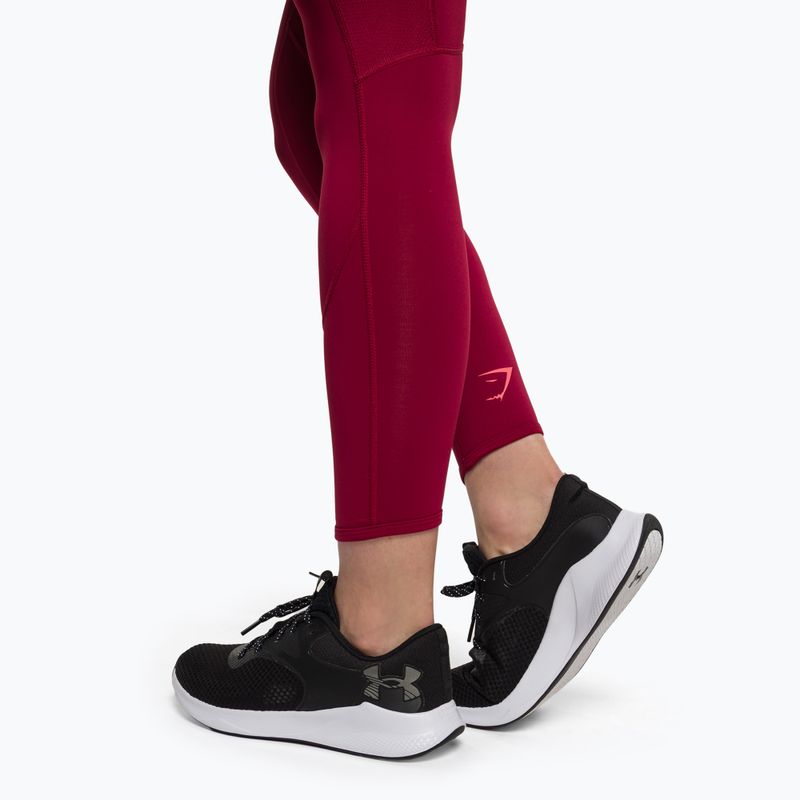 Dámske tréningové legíny Gymshark Pulse burgundy red 5