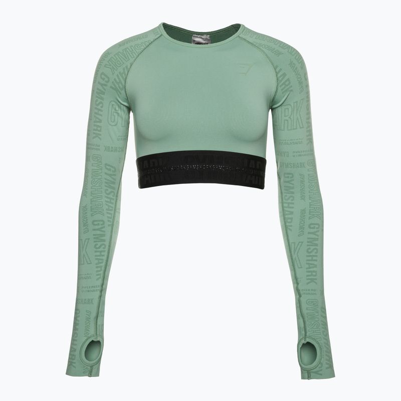 Dámsky tréningový top s dlhým rukávom Gymshark Vision Crop Top green/black 5