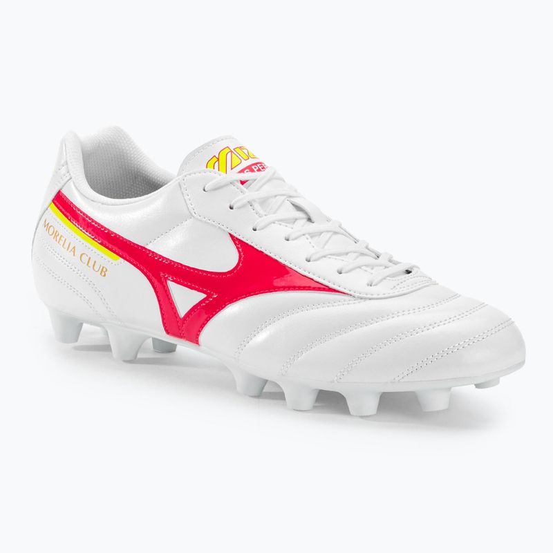 Mizuno Morelia II Club MD pánske kopačky white/flery coral2/bolt2