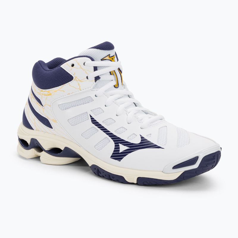 Pánska volejbalová obuv Mizuno Wave Voltage Mid white / blue ribbon / mp gold