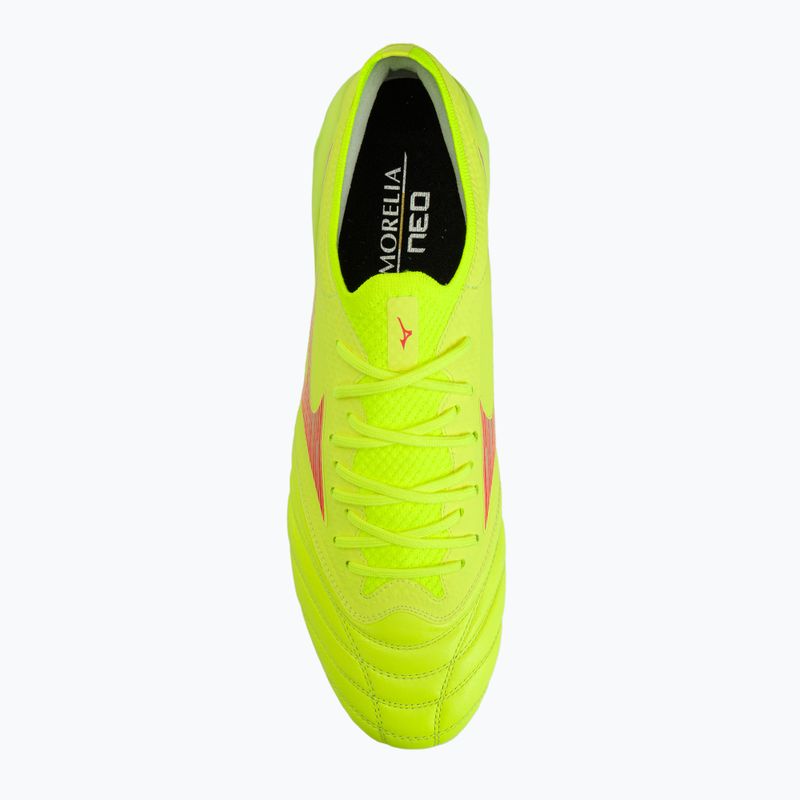 Pánske kopačky Mizuno Morelia Neo IV Β Elite MD safety yellow/fiery coral 2/galaxy silver 7