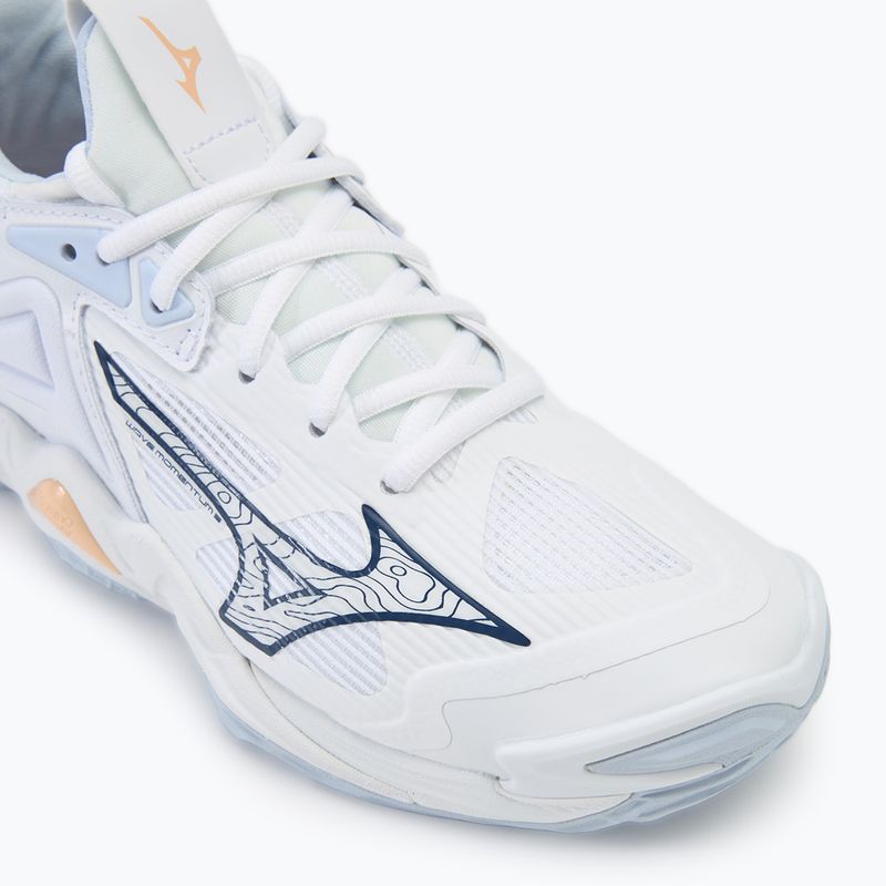 Dámska volejbalová obuv Mizuno Wave Momentum 3 white/ navy peony/ peach parfait 7