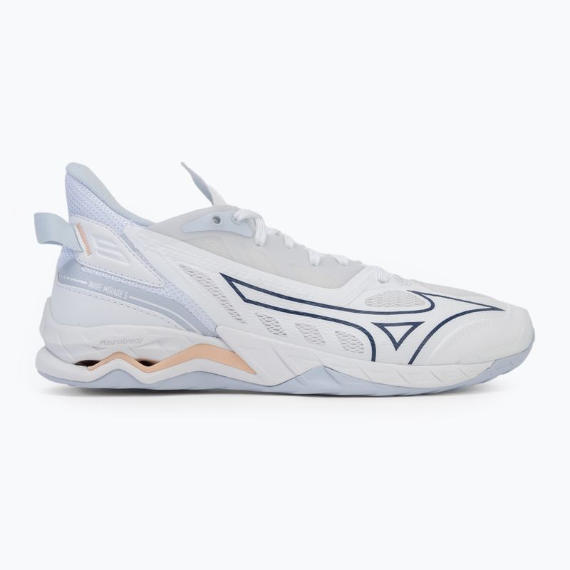 Dámska hádzanárska obuv Mizuno Wave Mirage 5 white/navy peony/peach parfait 2