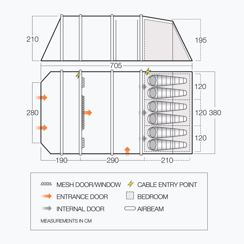 Kempingový stan pre 6 osôb Vango Lismore Air TC 600XL Package cloud grey 5