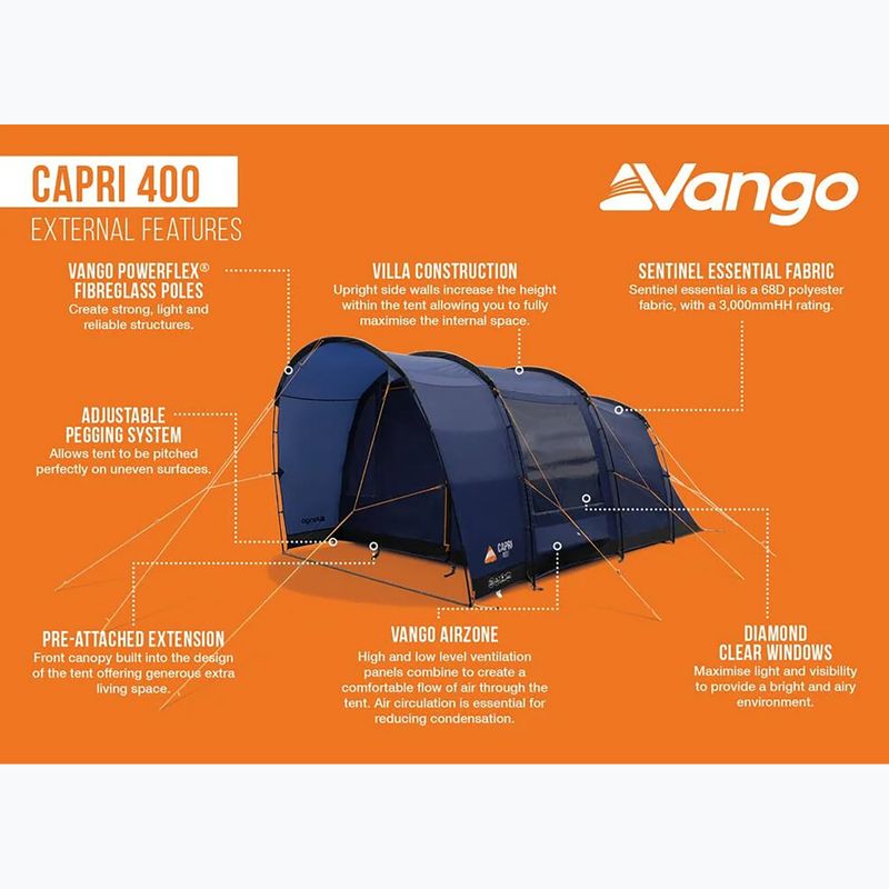 Kempingový stan pre 4 osoby Vango Capri 400 twilight blue 10