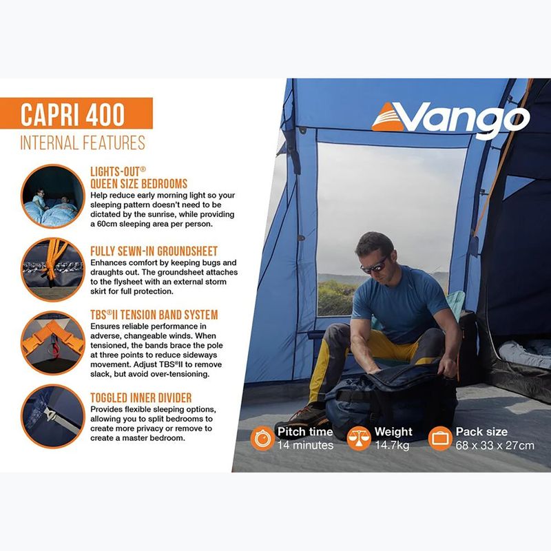Kempingový stan pre 4 osoby Vango Capri 400 twilight blue 11