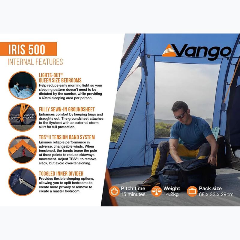 Kempingový stan pre 5 osôb Vango Iris 500 twilight blue 12