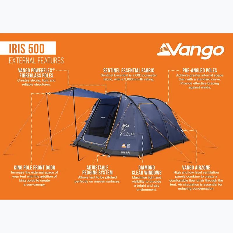 Kempingový stan pre 5 osôb Vango Iris 500 twilight blue 13