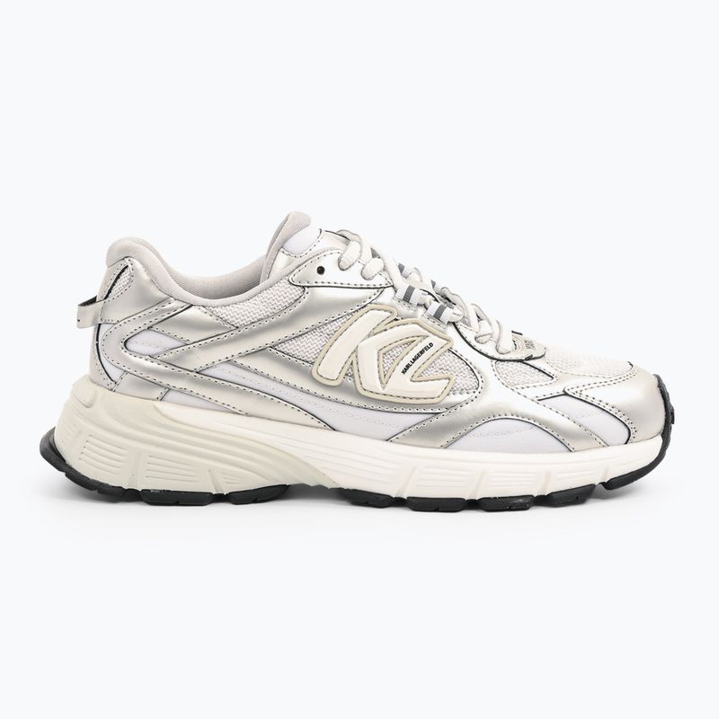 KARL LAGERFELD dámske topánky Orion Sidetrim white leather/textile w/silver