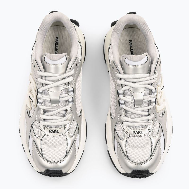 KARL LAGERFELD dámske topánky Orion Sidetrim white leather/textile w/silver 4