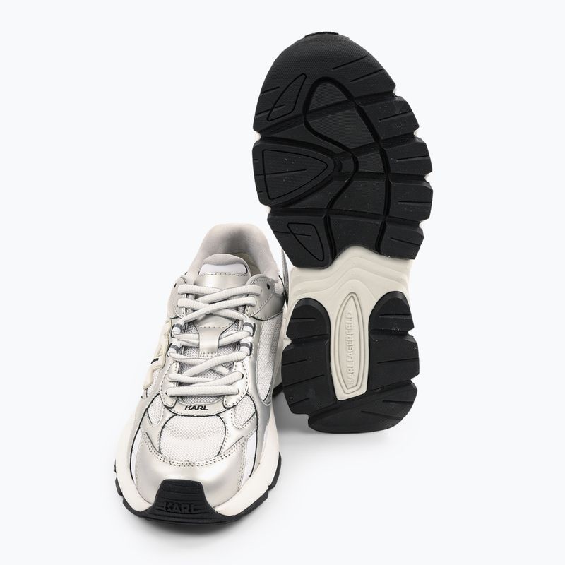 KARL LAGERFELD dámske topánky Orion Sidetrim white leather/textile w/silver 5