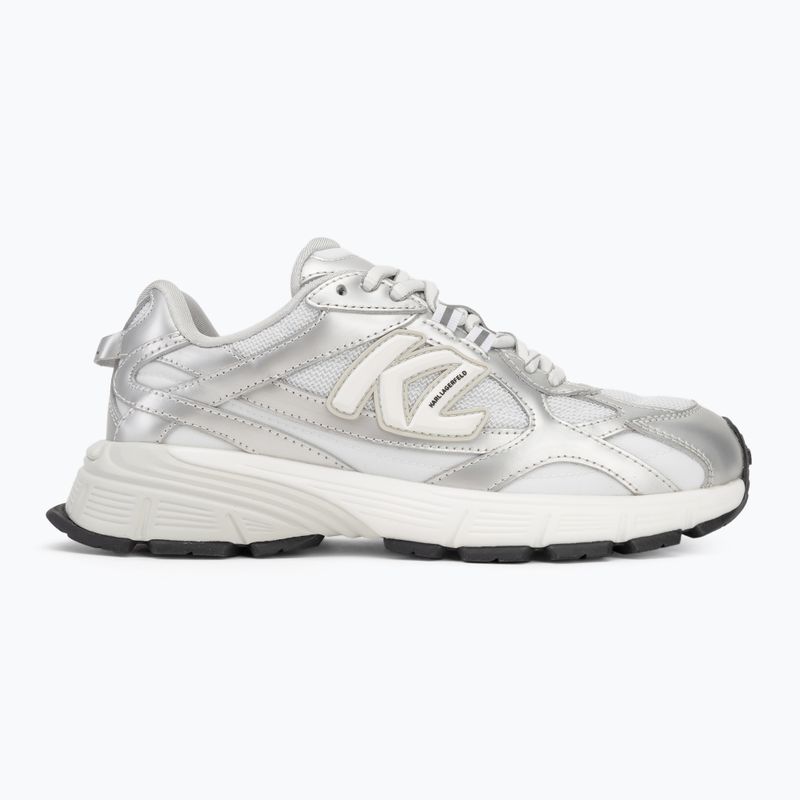 KARL LAGERFELD dámske topánky Orion Sidetrim white leather/textile w/silver 2