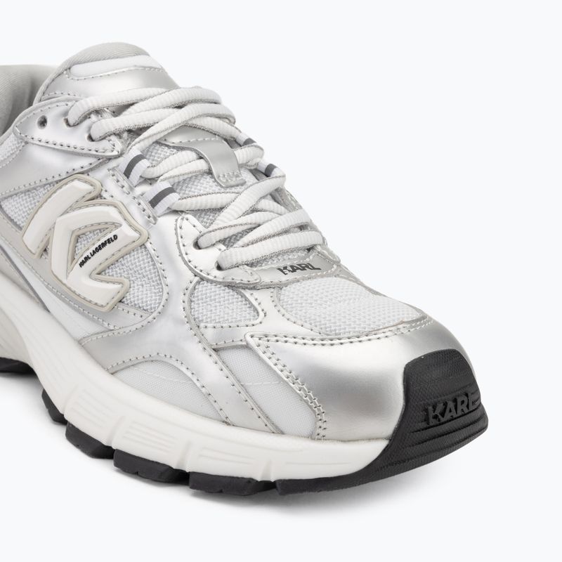 KARL LAGERFELD dámske topánky Orion Sidetrim white leather/textile w/silver 7