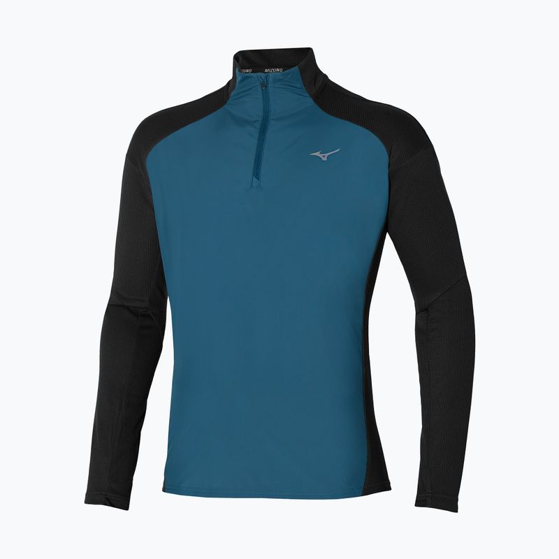 Pánske bežecké tričko s dlhým rukávom Mizuno Hybrid LS Tee black/blue wing teal