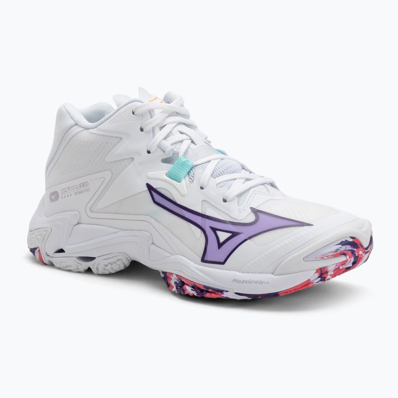 Dámske volejbalové topánky Mizuno Wave Lightning Z8 Mid biele/fialové indigo/camelliaros