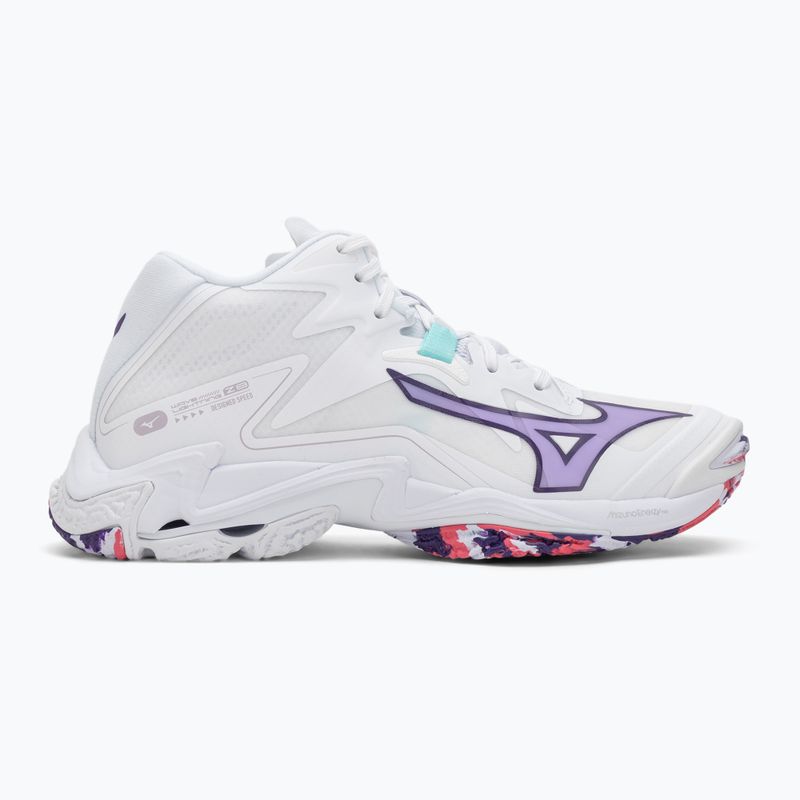 Dámske volejbalové topánky Mizuno Wave Lightning Z8 Mid biele/fialové indigo/camelliaros 2