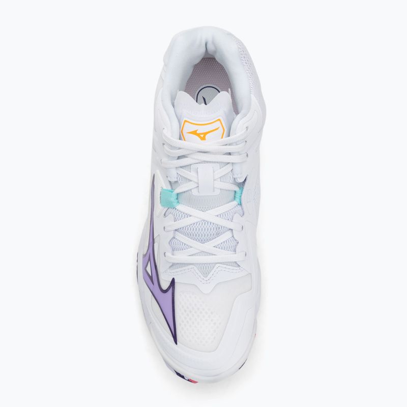 Dámske volejbalové topánky Mizuno Wave Lightning Z8 Mid biele/fialové indigo/camelliaros 5