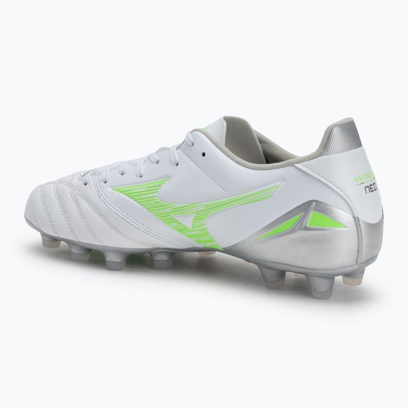 Pánske kopačky Mizuno Morelia Neo IV Pro Md white/neon green/cool gray 3c 3