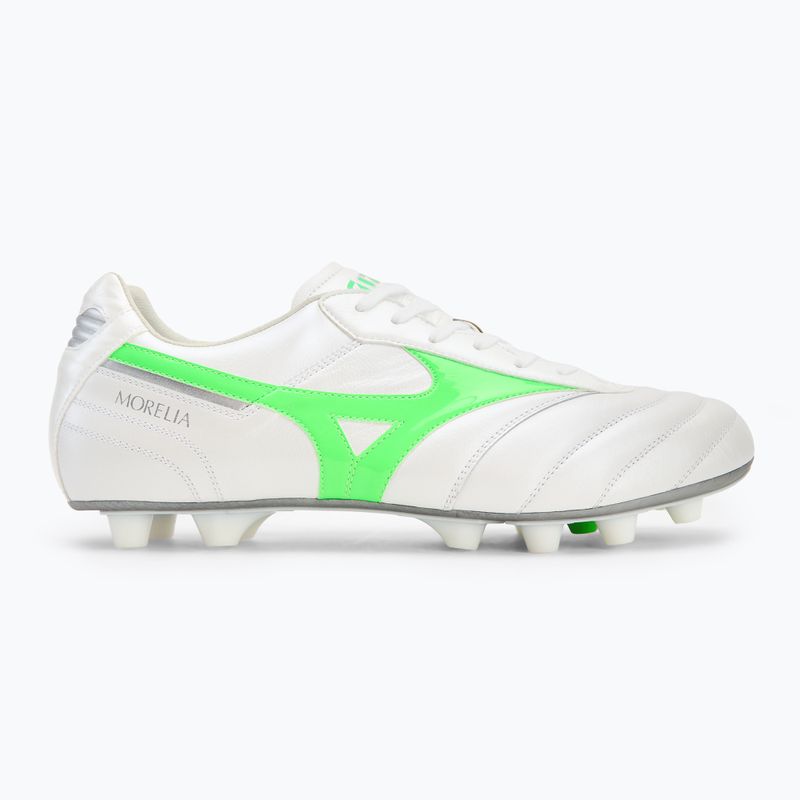 Pánske kopačky Mizuno Morelia II Elite Md white/neon green/galaxy silver 2