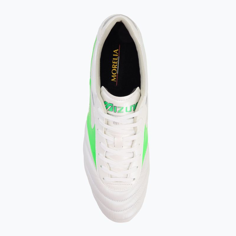Pánske kopačky Mizuno Morelia II Elite Md white/neon green/galaxy silver 5