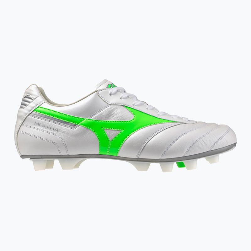 Pánske kopačky Mizuno Morelia II Elite Md white/neon green/galaxy silver 8