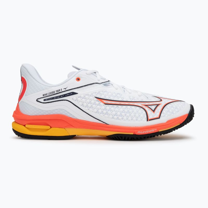 Pánske tenisové topánky Mizuno Wave Exceed Tour 6 AC White/Fiery Coral 2/Citrus 2