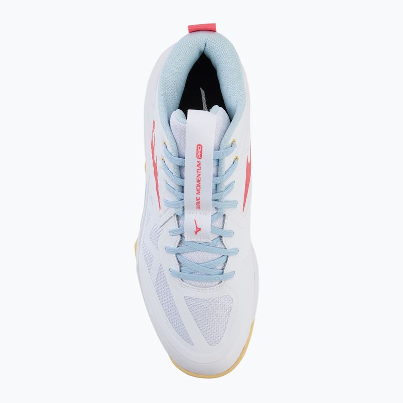 Dámske volejbalové topánky Mizuno Wave Momentum Pro Mid white/calypso coral/pale banana 5