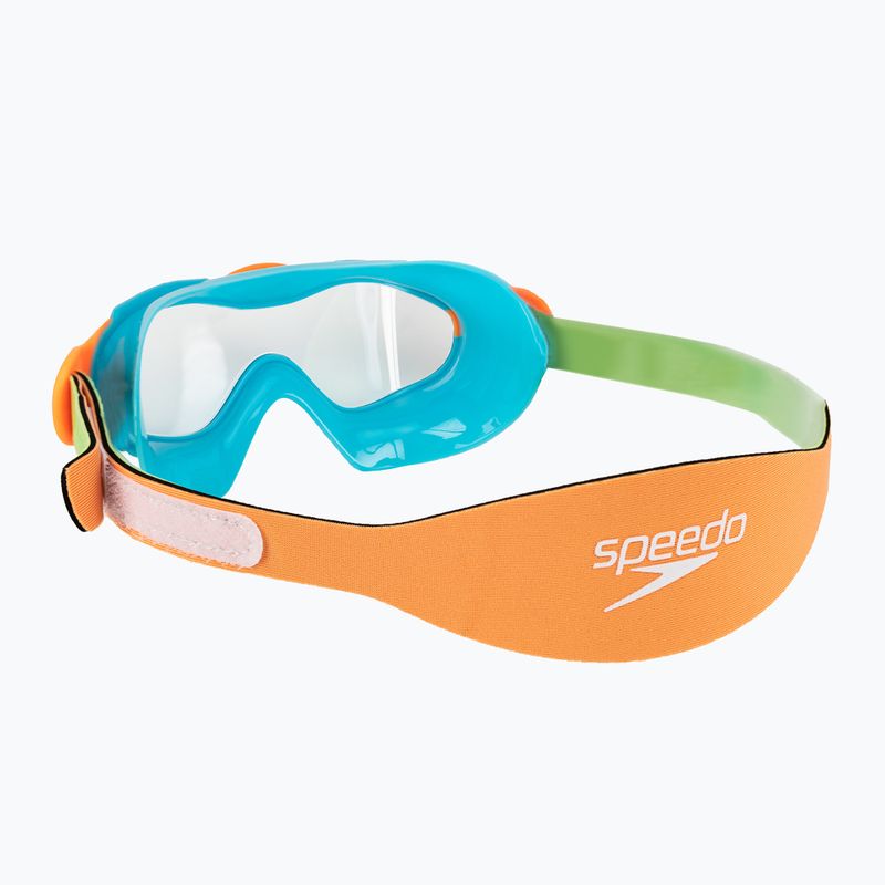 Detská plavecká maska Speedo Sea Squad Jr azúrovo modrá/fluo zelená/fluo oranžová/čierna 4