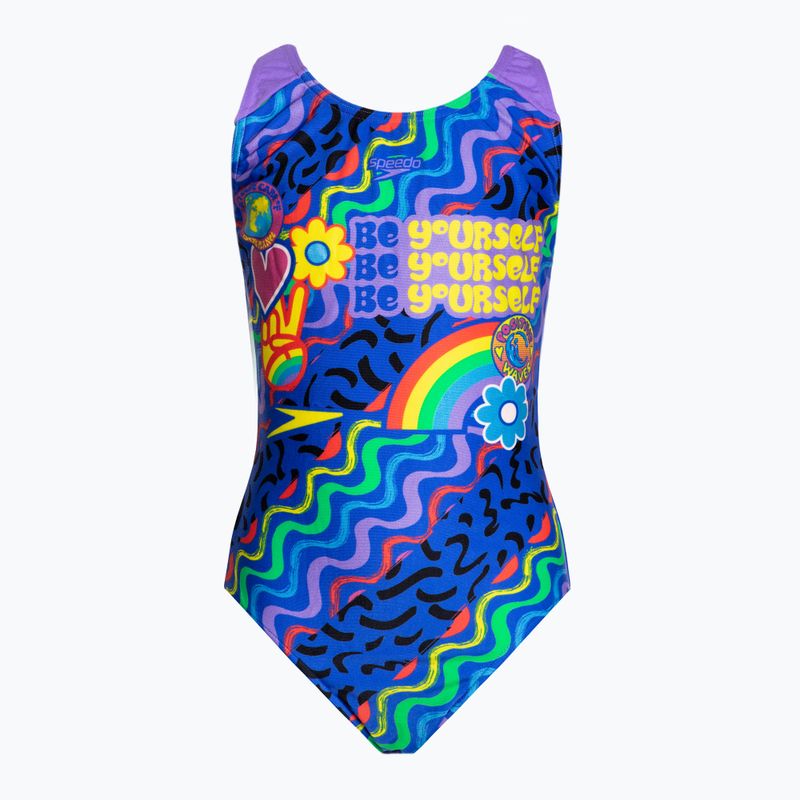 Speedo Digital Placement Splashback detské jednodielne plavky modré a fialové 8-00262514737