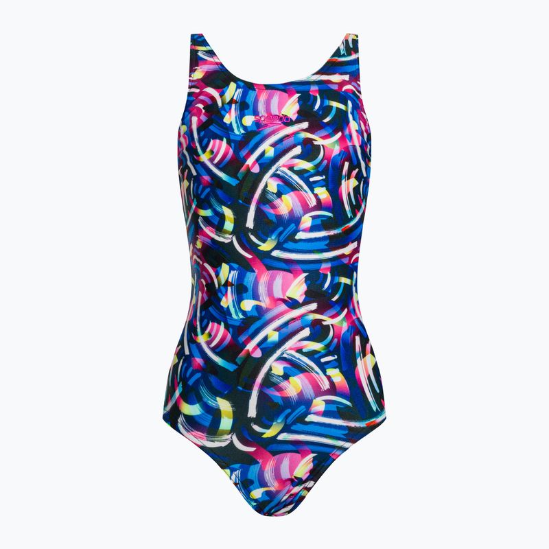 Speedo Digital Allover Leaderback detské jednodielne plavky modré/čierne 8-1237714743