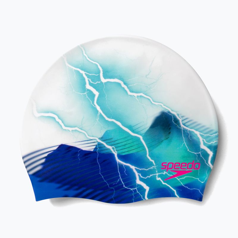 Speedo Digitálna čiapka s potlačou bielo-modrá 8-1352414648 3