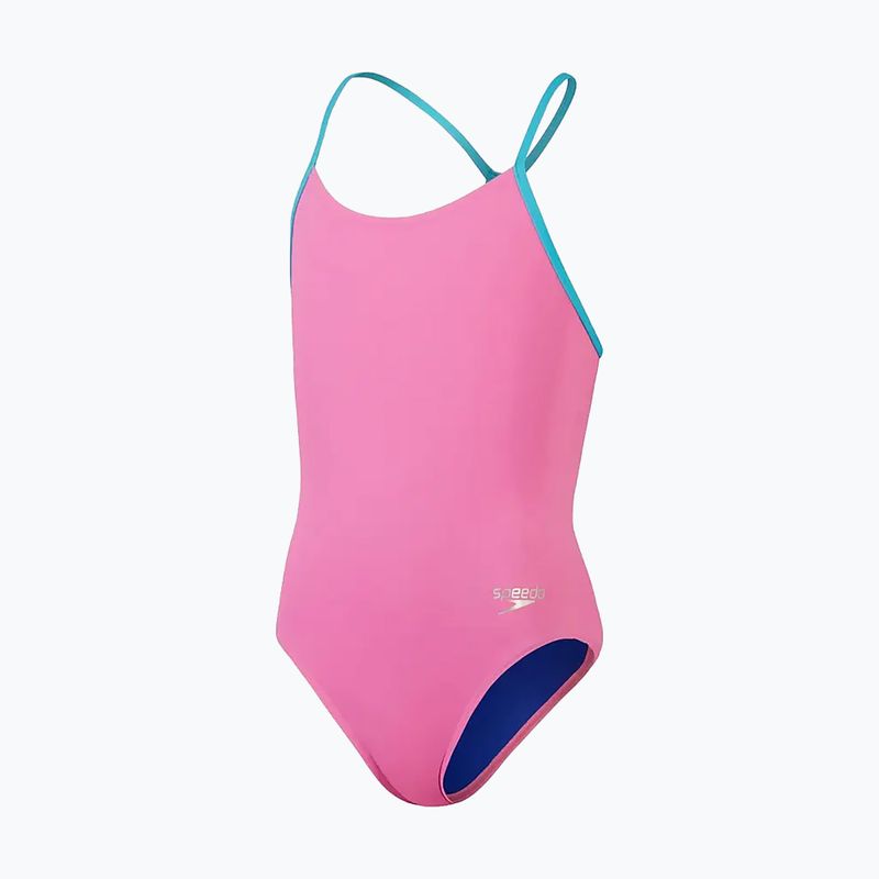 Speedo detské plavky Solid Lane Line Back pink/blue