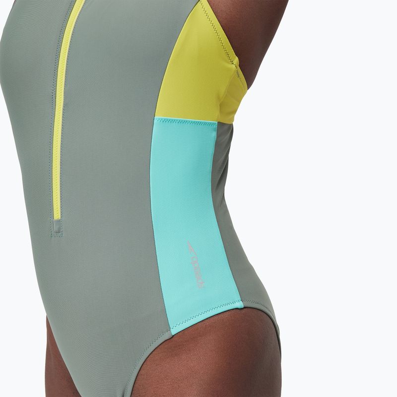 Dámske jednodielne plavky Speedo  Zip Colorblock soft olive 4