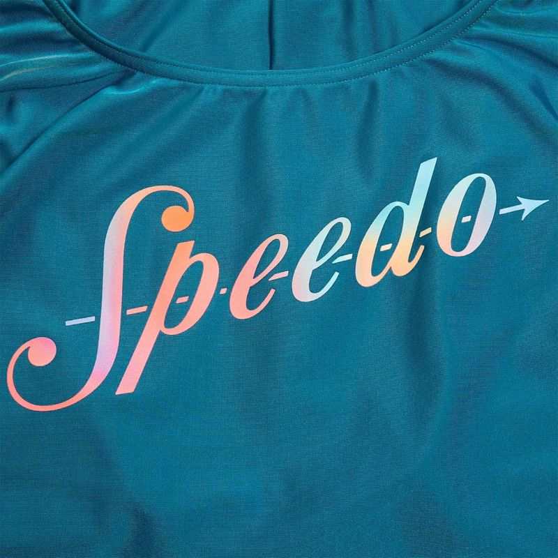 Dámske jednodielne plavky Speedo Logo Deep U-Back peacock/pumpkin spice/marine blue 4