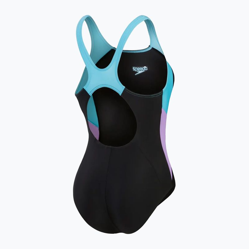 Dámske jednodielne plavky Speedo Colourblock Splice Muscleback black/sweet purple/picton blue 3