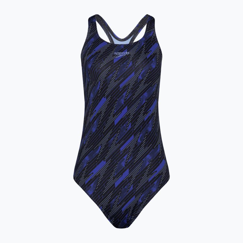 Dámske jednodielne plavky Speedo HyperBoom Allover Medalist black/true cobalt/curious blue