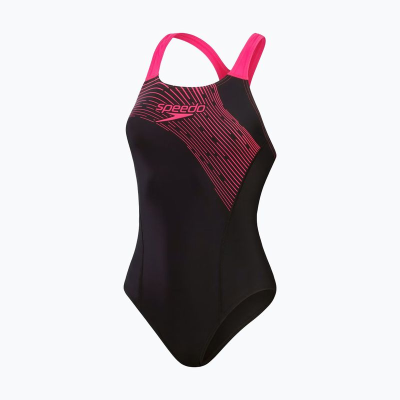 Jednodielne plavky Speedo Medley Logo One Piece black/electric pink