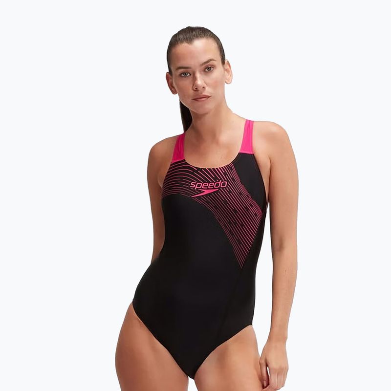 Jednodielne plavky Speedo Medley Logo One Piece black/electric pink 5