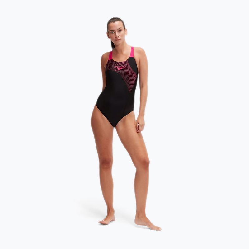 Jednodielne plavky Speedo Medley Logo One Piece black/electric pink 6