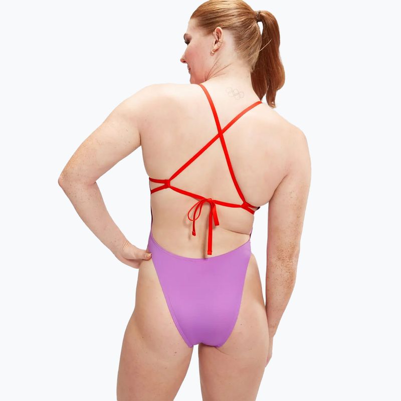 Dámske jednodielne plavky Speedo  Solid Tie Back sweet purple/watermelon 7