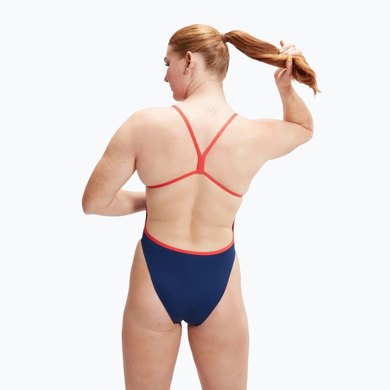 Dámske jednodielne plavky Speedo Placement Digital Vback  cerulean blue/true cobalt/watermelon/white 7