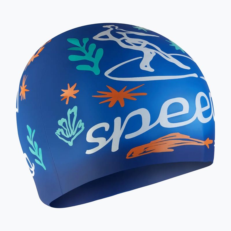 Detská plavecká čiapka Speedo Junior Printed Silicone zafre modrá/biela