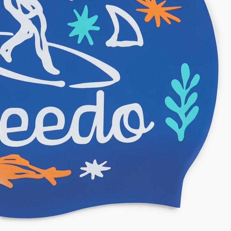 Detská plavecká čiapka Speedo Junior Printed Silicone zafre modrá/biela 3