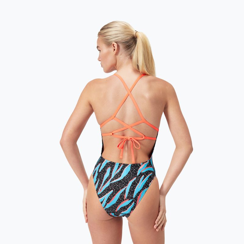 Jednodielne plavky Speedo Allover Digital Lattice Tie-Back black/picton blue/siren red 5