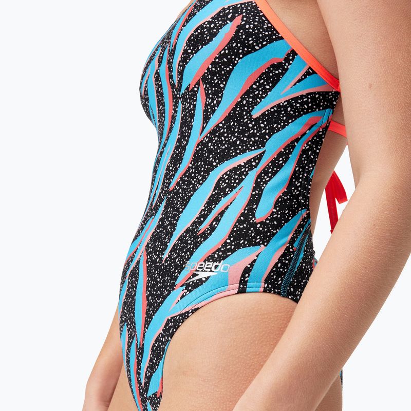 Jednodielne plavky Speedo Allover Digital Lattice Tie-Back black/picton blue/siren red 6