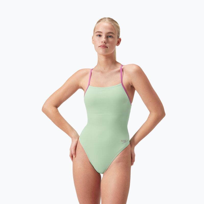 Jednodielne plavky Speedo Solid Lattice Tie-Back matcha green 6