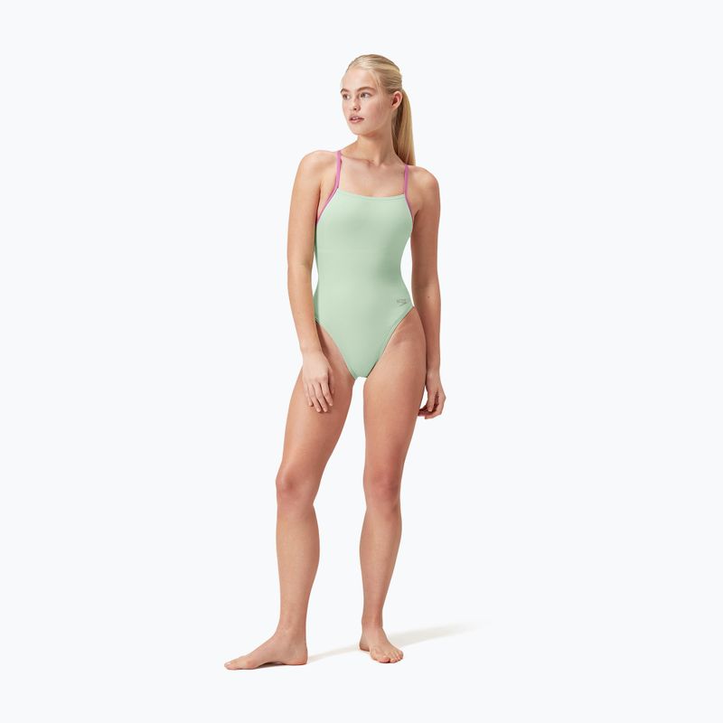 Jednodielne plavky Speedo Solid Lattice Tie-Back matcha green 7