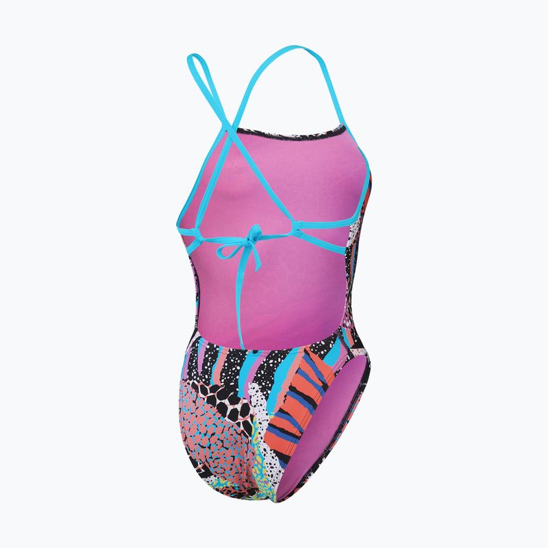 Jednodielne plavky Speedo Allover Digital Tie Back black/matcha green/siren red 2