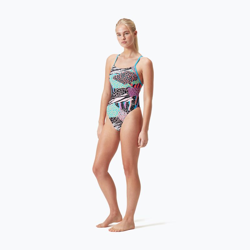 Jednodielne plavky Speedo Allover Digital Tie Back black/matcha green/siren red 4